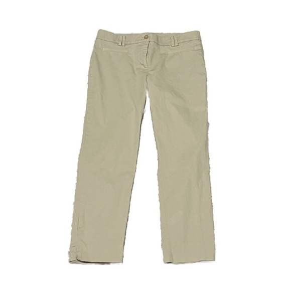 Ann Taylor Mid Rise Khaki Tan Capri Chino Pants size 4 Crop Pockets Stretch - Picture 1 of 8